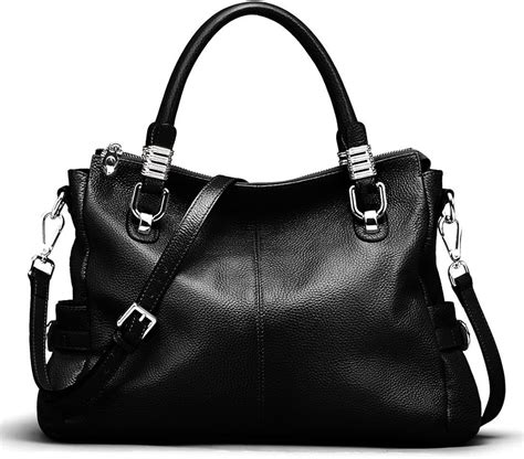 Women's Grey Leather handle bag with strap.